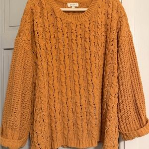 Umgee Mustard Cable Knit Sweater